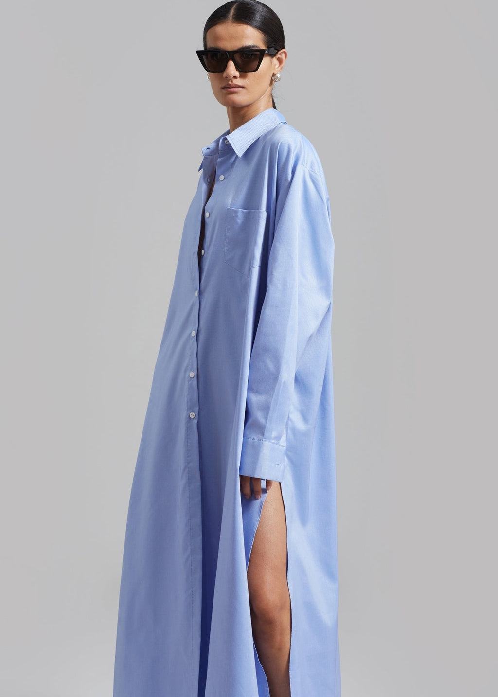 The Frankie Shop Avery Shirt Dress - Blue