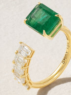 Floating Emerald and Diamond Ring, 18K Gold
