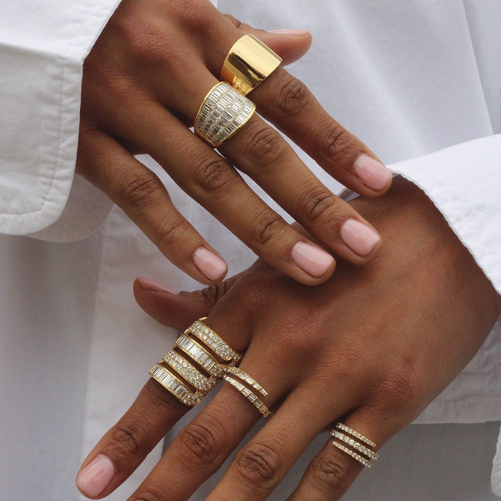 Four Row Baguette Galaxy Ring