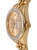 Rolex Datejust 27 in Yellow Gold with Diamond Bezel and Salmon Dial