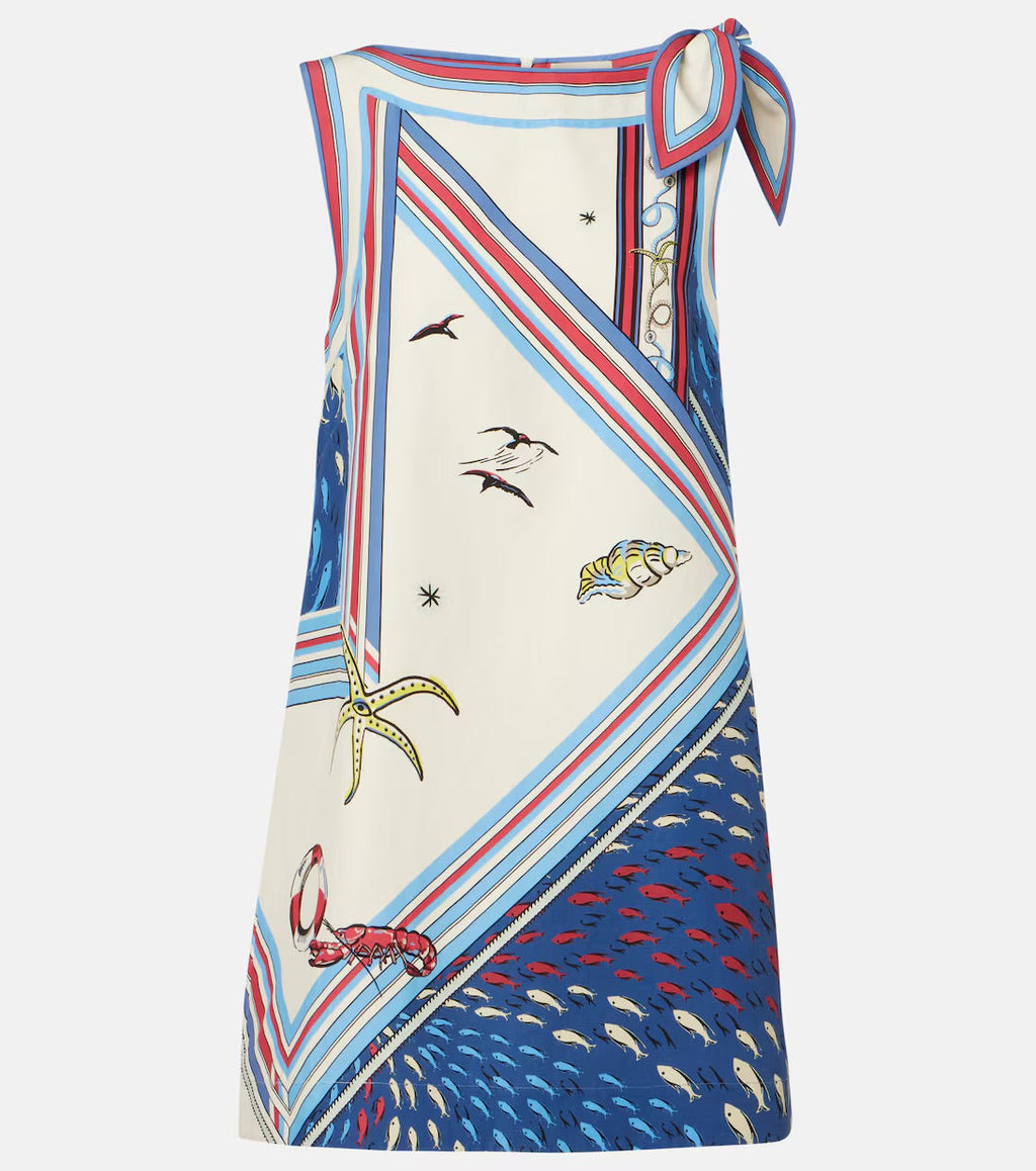 Alémais Apollo Bow-Detail Printed Minidress