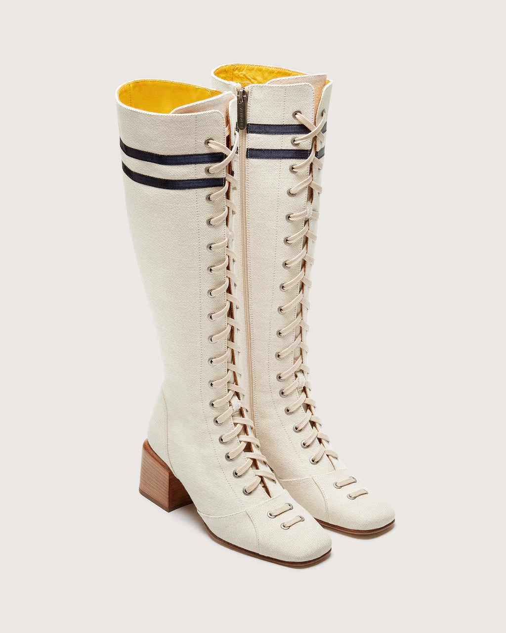 Lili Curia Isadora Tall Boot in Off White Canvas