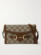 Gucci Horsebit 1955 Leather-Trimmed Printed Coated-Canvas Shoulder Bag