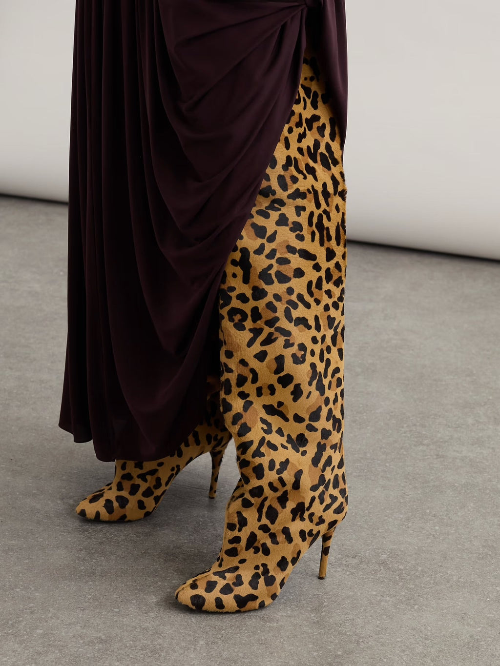 Leopard-Print Calf Hair Over-the-Knee Boots — Alaïa