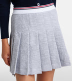 Thom Browne Pleated Cotton-Blend Tweed Miniskirt – Grey