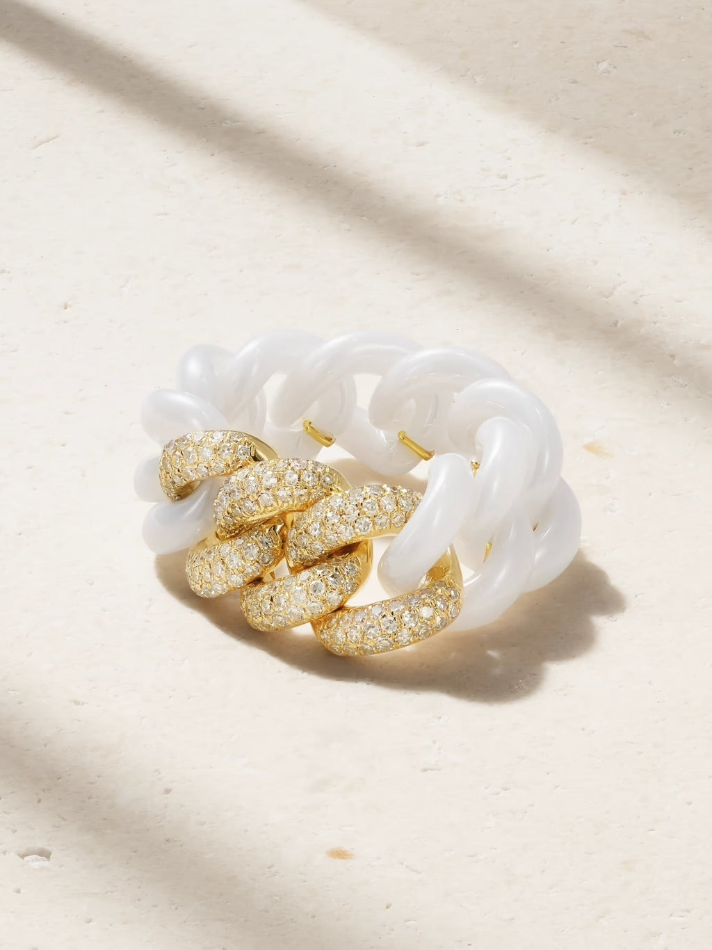 Essential Link Ceramic and Diamond Ring, 18K Gold