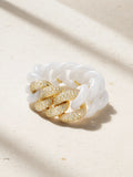 Essential Link Ceramic and Diamond Ring, 18K Gold