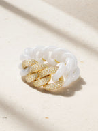 Essential Link Ceramic and Diamond Ring, 18K Gold