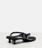 Jimmy Choo Dila 35 Leather and Satin Thong Sandals – Black