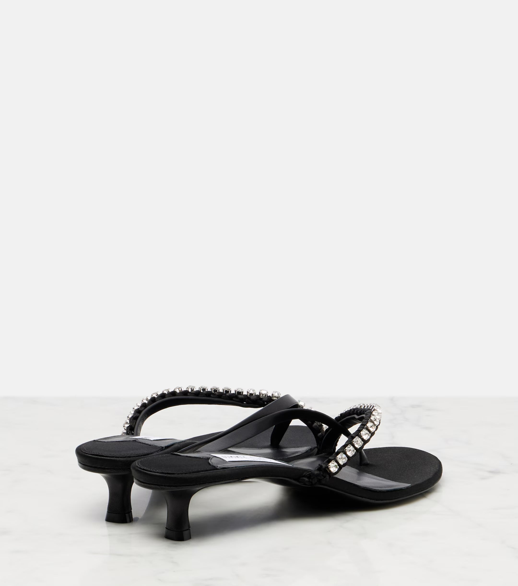 Jimmy Choo Dila 35 Leather and Satin Thong Sandals – Black