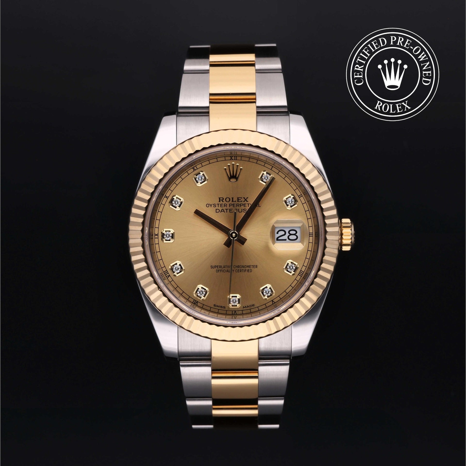 Rolex Datejust 41 — Oystersteel & Yellow Gold, Champagne Diamond Dial (Ref. 126333)