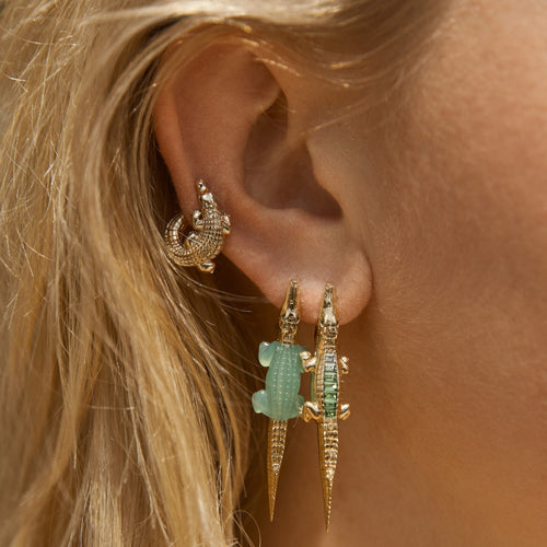 Alligator Yellow Gold Twist Earring