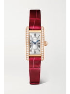 Cartier Tank Américaine Small 28.15mm 18-Karat Rose Gold, Diamond and Alligator Watch