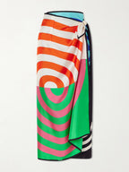 Printed Silk-Satin Wrap Scarf-Skirt