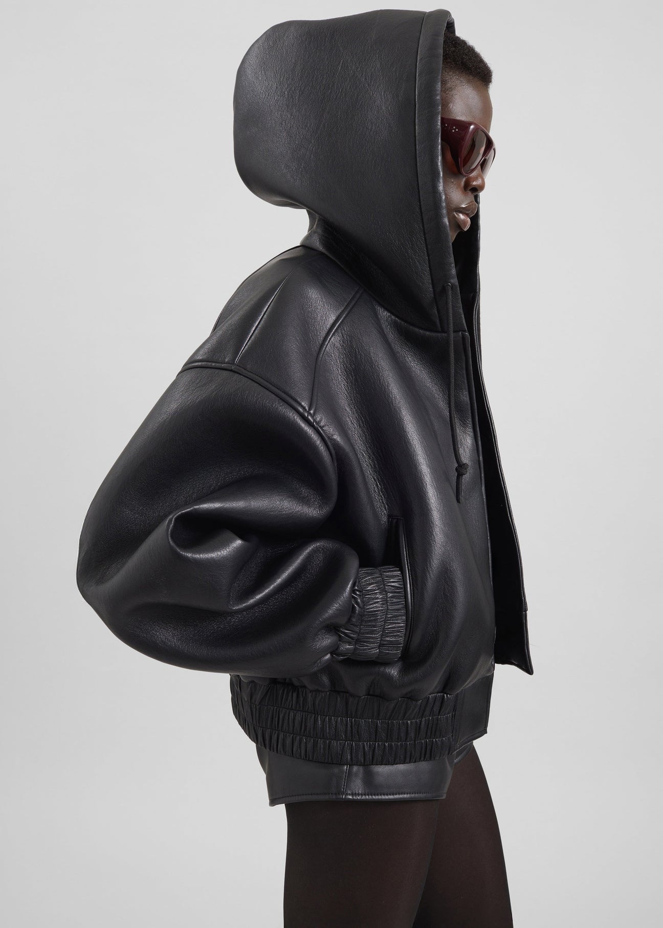 Jackson Faux Leather Bonded Bomber - Black