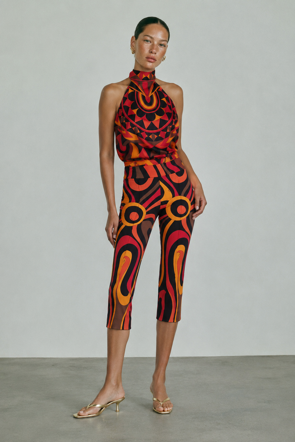 Pucci Marmo Jersey Capri Pants in Orange