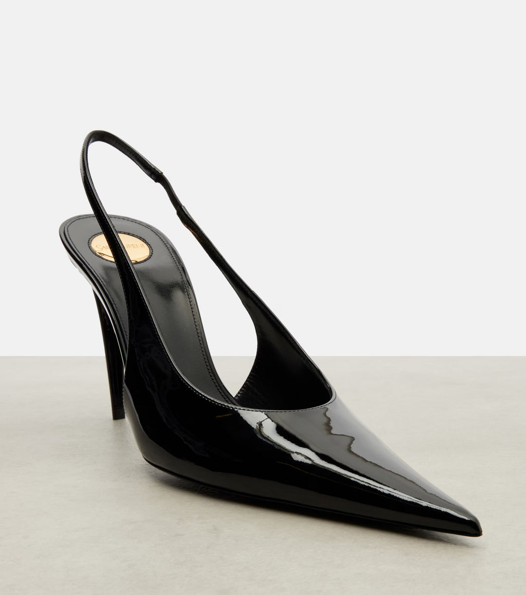 Guermantes Slingback Pumps in Black Patent Leather