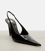 Guermantes Slingback Pumps in Black Patent Leather