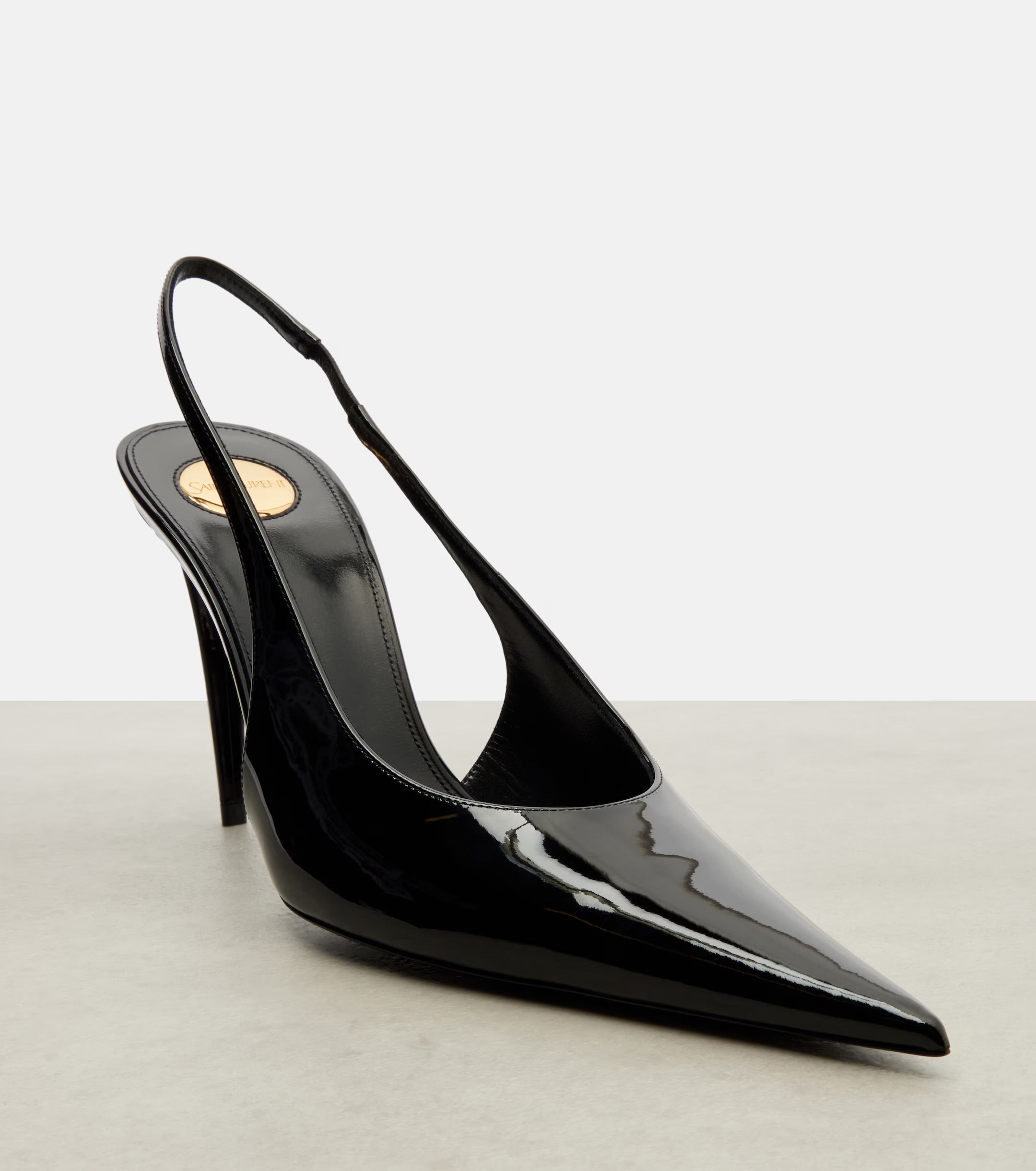 Guermantes Slingback Pumps in Black Patent Leather