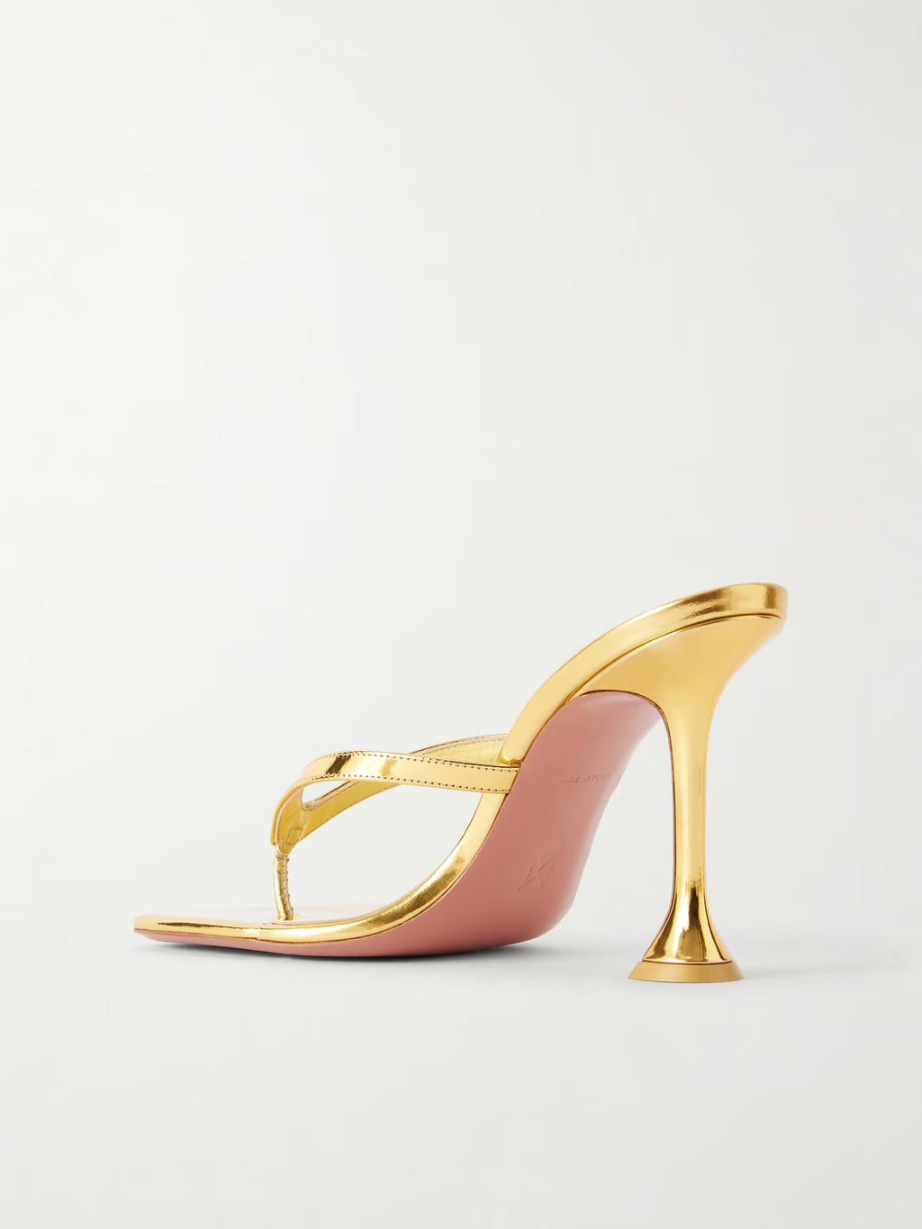 Amina Muaddi – Juliette 95 Metallic Leather Thong Sandals