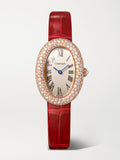 Cartier Baignoire Medium 18-Karat Gold, Alligator and Diamond Watch