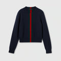 Fine Knit Wool Sweater with Web Stripe