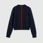 Fine Knit Wool Sweater with Web Stripe