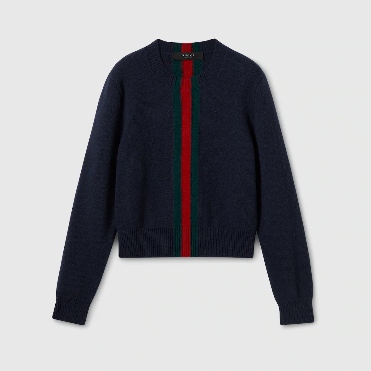 Fine Knit Wool Sweater with Web Stripe