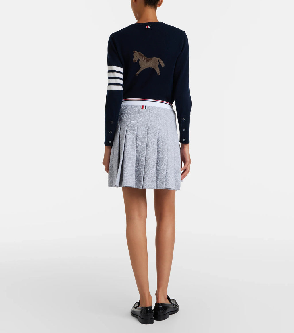 Thom Browne Pleated Cotton-Blend Tweed Miniskirt – Grey