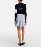 Thom Browne Pleated Cotton-Blend Tweed Miniskirt – Grey