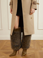 Christian Louboutin Yangare 100 Plush and Leather Knee Boots