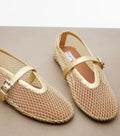 Leather-trimmed Fishnet Ballet Flats