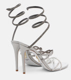 René Caovilla Cleo Embellished Satin Sandals – Silver