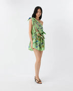 Versace Printed Silk Twill Mini Dress – Green