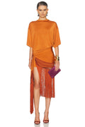 The Andamane Azul Fringed Shirt Mini Dress