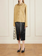 KHAITE
Anden paneled leather midi skirt