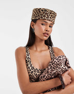 ASOS Design Hair On Leather Pillbox Hat in Leopard Print