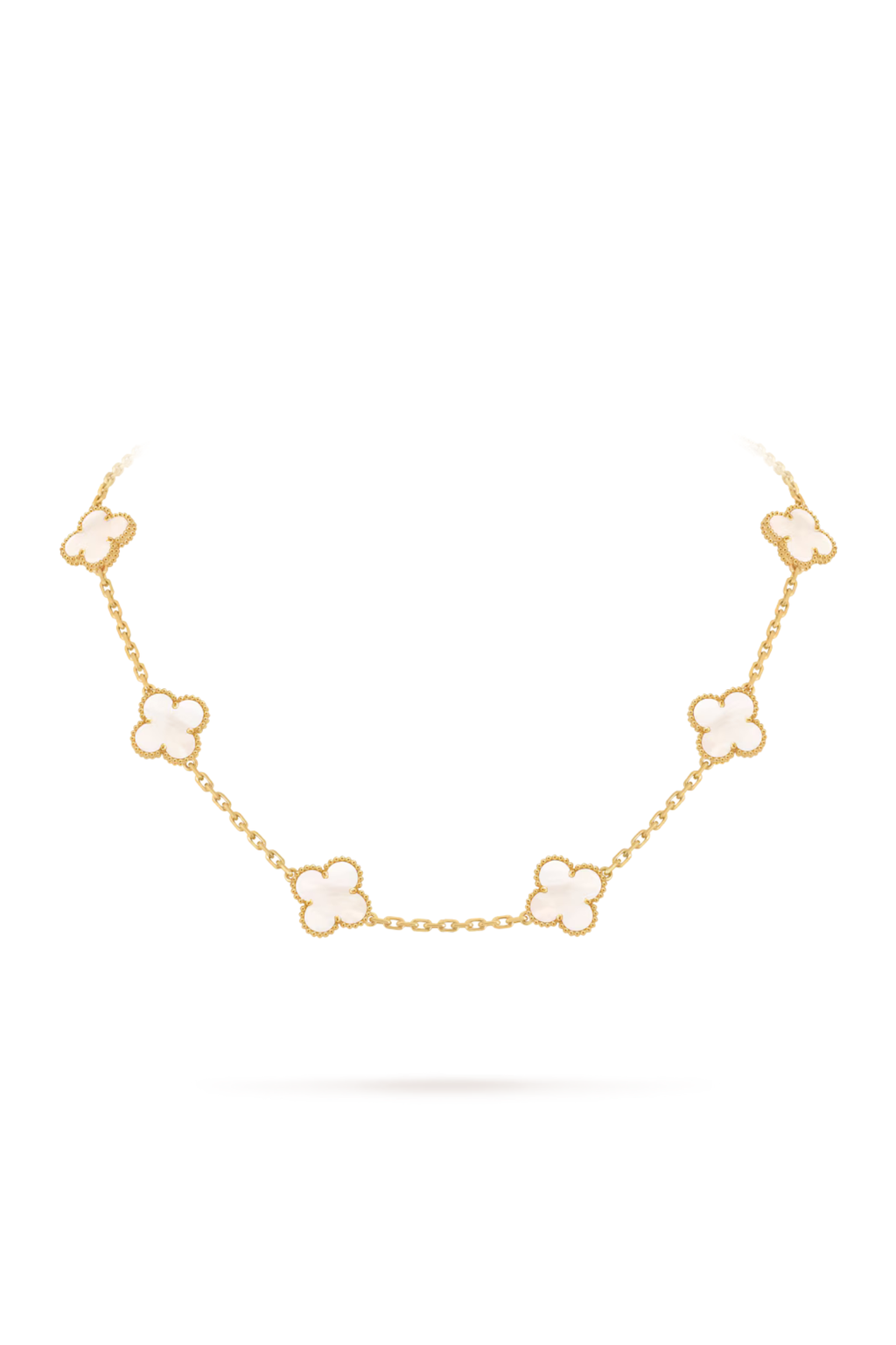 Vintage Alhambra Necklace, 10 Motifs, 18K Yellow Gold, Mother-of-Pearl