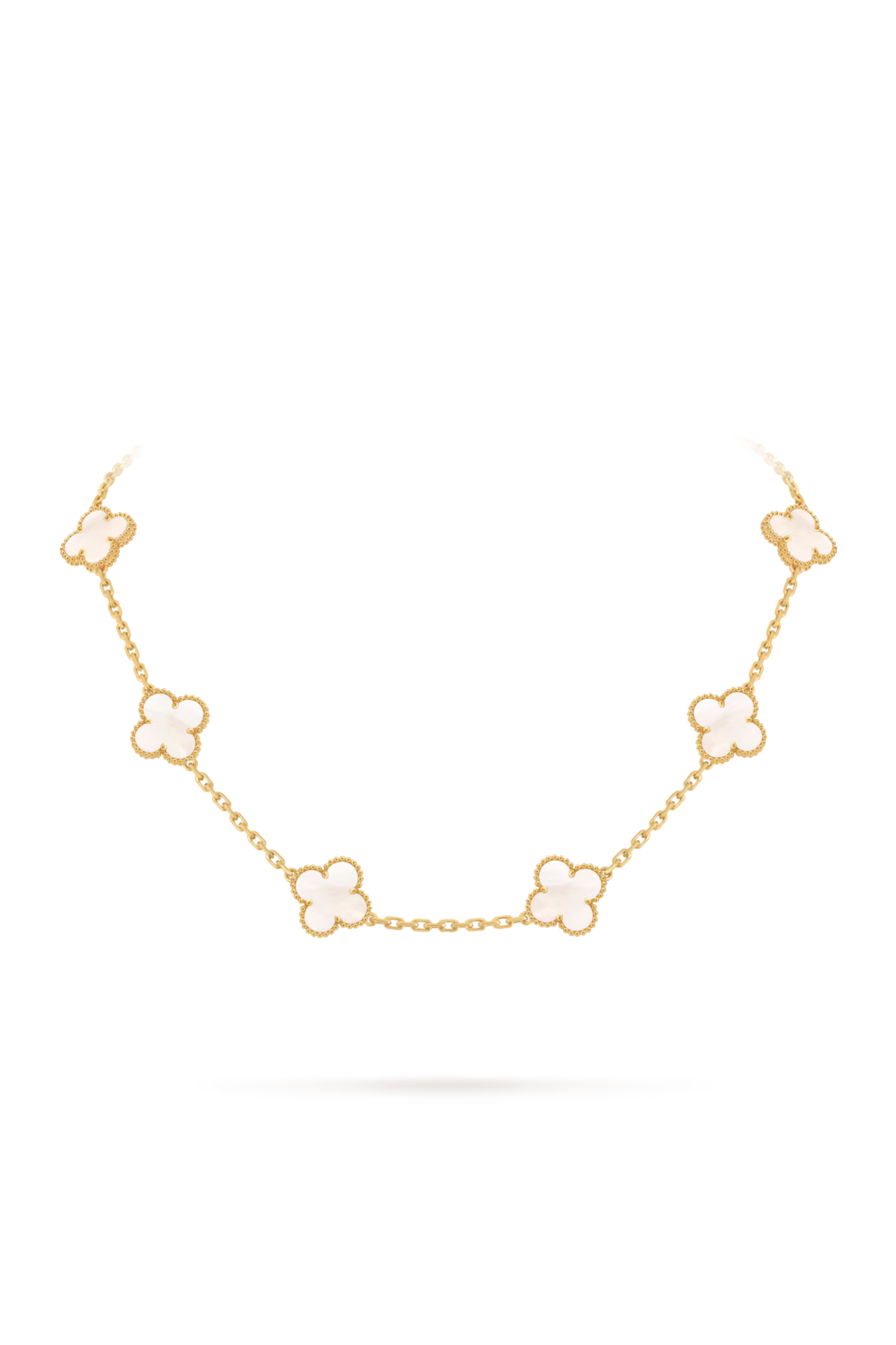 Vintage Alhambra Necklace, 10 Motifs, 18K Yellow Gold, Mother-of-Pearl