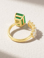 Floating Emerald and Diamond Ring, 18K Gold