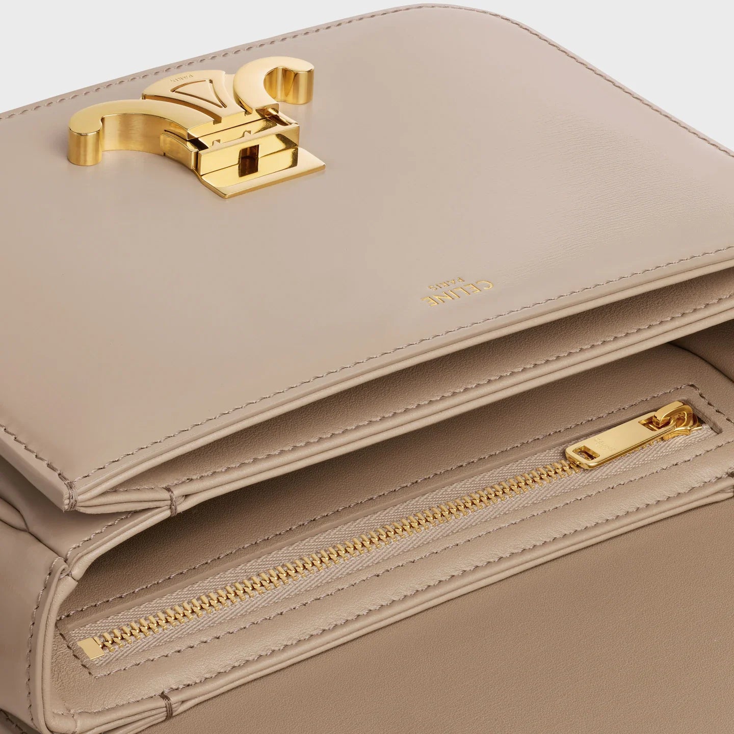 Céline Teen Triomphe Bag in Shiny Calfskin – Safari