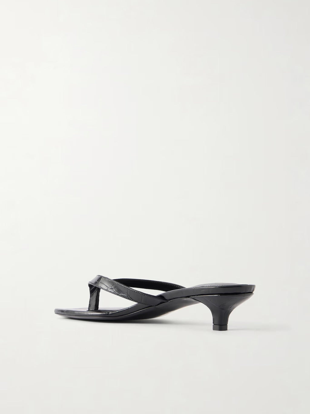 Toteme Croc-Effect Leather Thong Sandals in Black