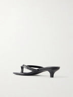 Toteme Croc-Effect Leather Thong Sandals in Black