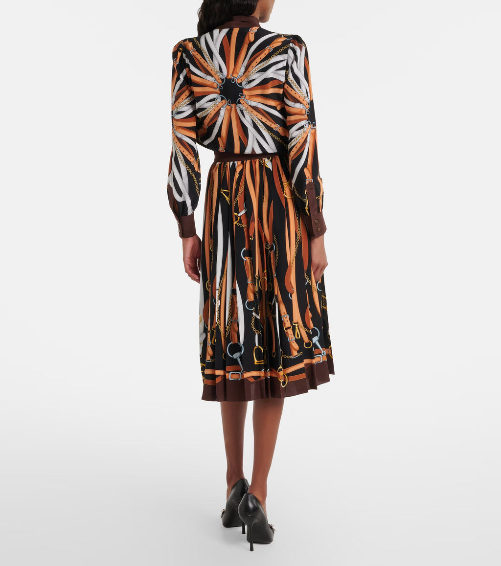 Gucci Printed Tie-Neck Silk Shirt Dress – Multicoloured