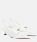 Miu Miu Leather Slingback Penny Loafers – White
