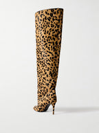 Leopard-Print Calf Hair Over-the-Knee Boots — Alaïa