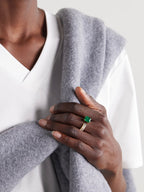 Floating Emerald and Diamond Ring, 18K Gold