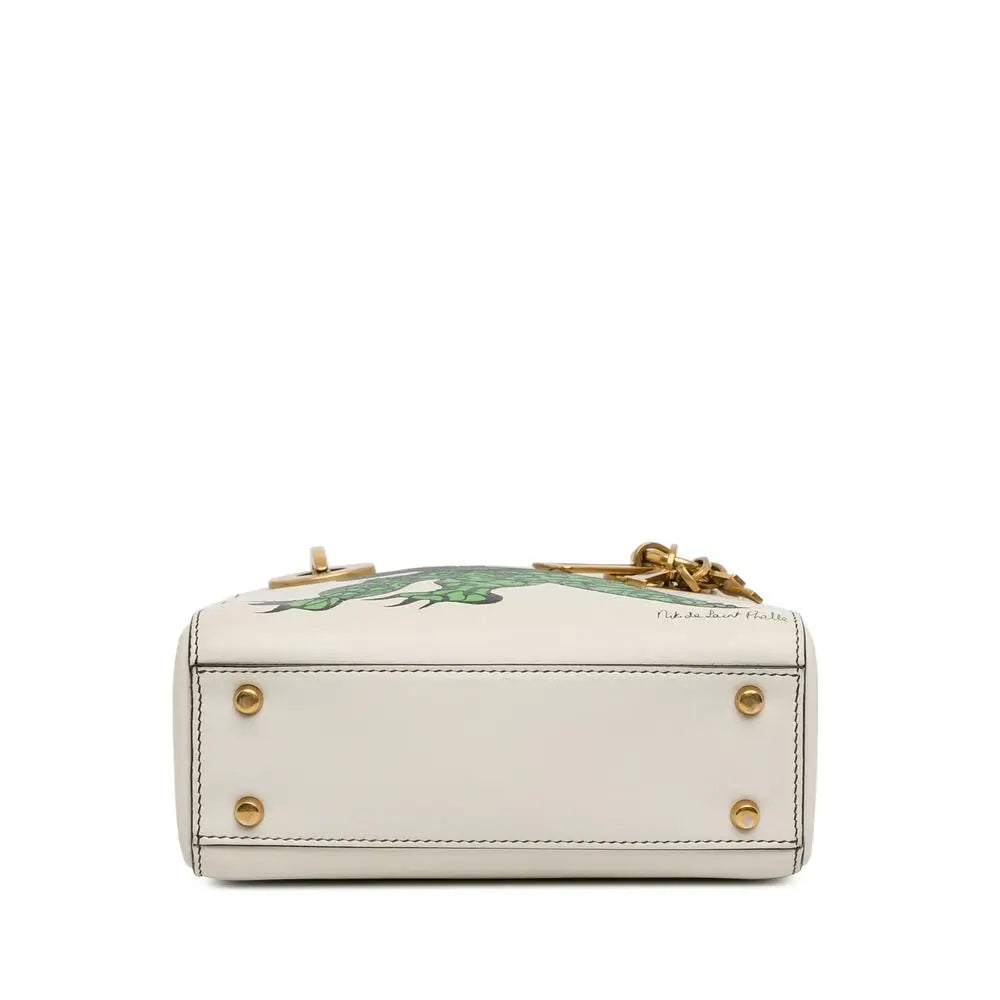 Dior Lady Dior Preloved Top Handle Handbag – White