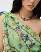Versace Printed Silk Twill Mini Dress – Green