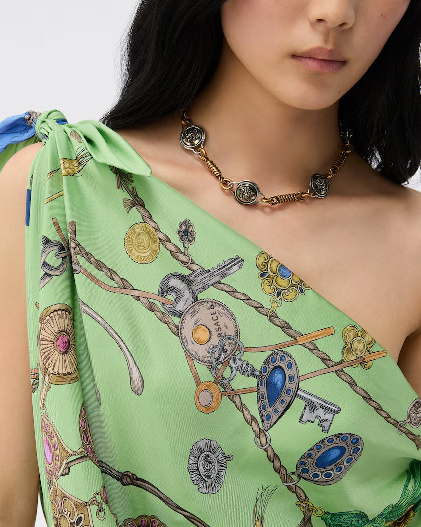 Versace Printed Silk Twill Mini Dress – Green